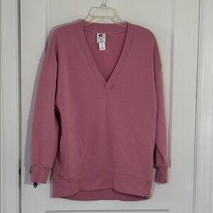 Champion Women's Soft Pink V-Neck French Terry Sweatshirt Tunic, mis-sized! New
